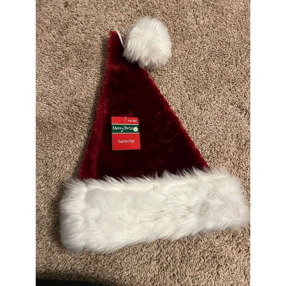 NWT Merry Brite Santa Hat | Faux Fur Size M - Picture 1 of 6